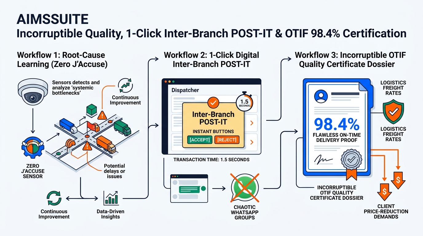 AIMSSUITE Incorruptible Quality, 1-Click Post-It & OTIF 98.4% Certification
