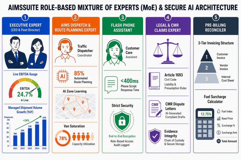 AIMSSUITE Role-Based Mixture of Experts & Secure AI Architecture